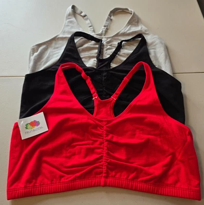 Fruit of the Loom Sports Bras 3 Pack Women's 44 Red Black Gray Racerback NWT - Image 1 of 4