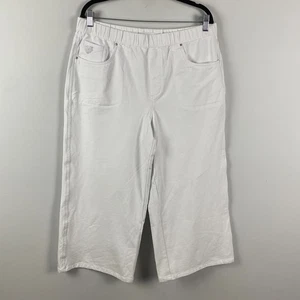 Quacker Factory DreamJeannes Pull-On Wide-Leg Culotte Pants Size Large White - Picture 1 of 10