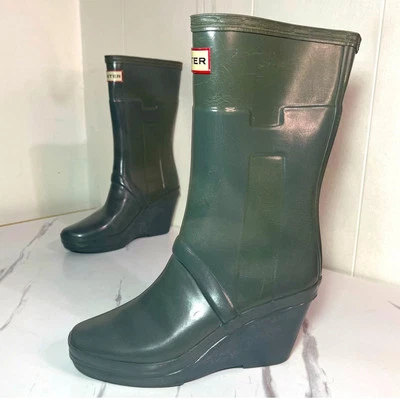 Botas de lluvia gris Hunter cuña media pantorrilla Kellan USO 5 Foto 1 de 4