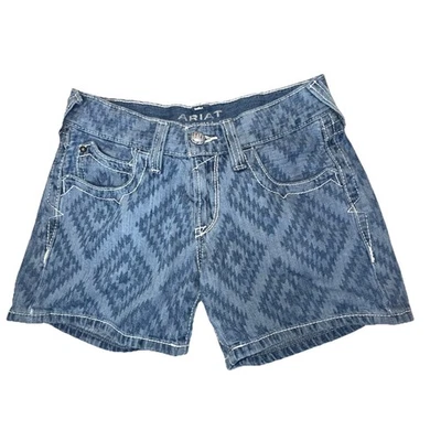 ARIAT Denim Short Women's Blue Jeans Southwest Aztec Print Boyfriend 25R - Image 1 of 4