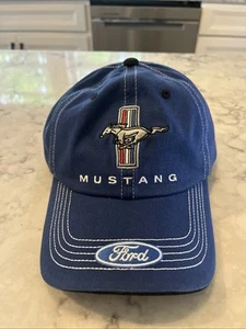 Ford Mustang Car Auto Racing Baseball Cap Hat Cotton Blue - Foto 1 di 6