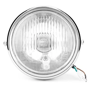 Headlight Motorcycle Silver Shell Lens Headlamp - Picture 1 of 7