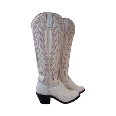 Botas Vaqueras Durango De Colección - Cuero Estampado Avestruz Blanco - Talla 5M - EE. UU. Foto 1 de 4