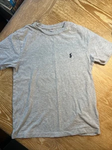 Polo Ralph Lauren Youth Small 8 Short Sleeve Crewneck T Shirt Blue Pony Gray - Picture 1 of 7