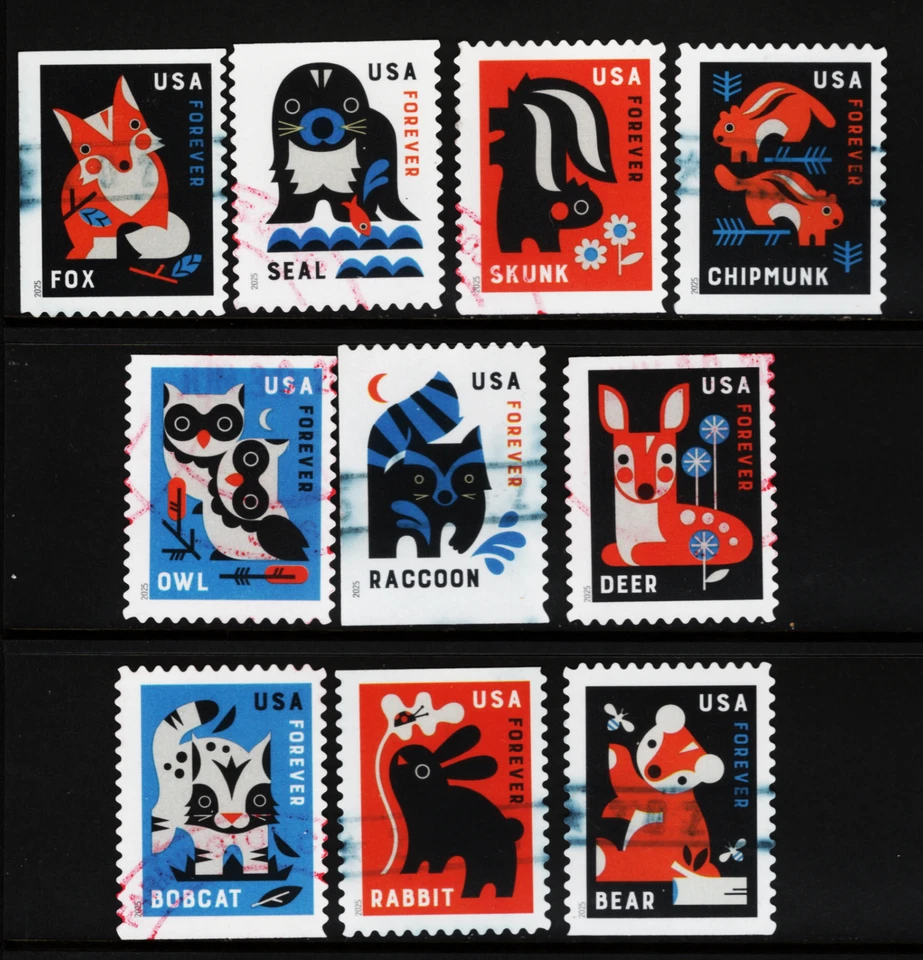 OFF paper #6013-22 Baby Wild Animals (used set of 10) Forever 2025 – f433 - Image 1 of 1