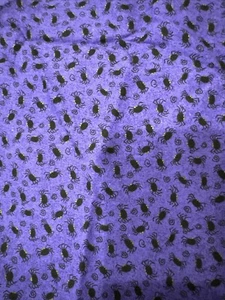 Teeny Tiny Black Spiders on Purple Halloween Cotton Fabric 1 Yard 31” Plus - Picture 1 of 6