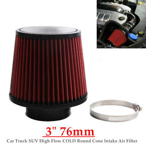 Universal 3" 76mm Car Truck SUV Round Cone Intake Air Filter Kit Performance