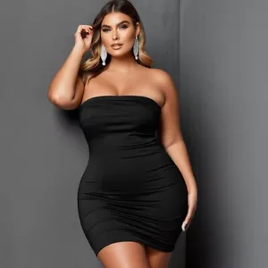 Schwarzes Bandeau-Kleid Bio Baumwolljersey deutsche Produktion - Bild 1 von 5