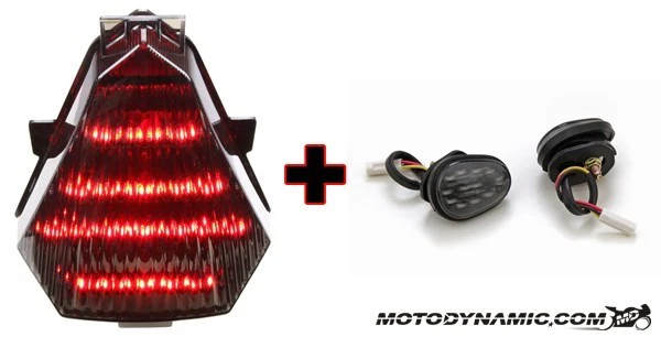 Fits 08-16 YAMAHA R6 Sequential LED Tail Light SMOKE + Flush Mount Turn Signals - Image 1 of 1