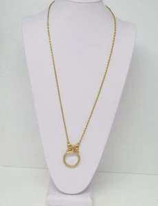 Colgante con arco de lupa Estate Vintage 1928 tono dorado 28”, WOW - Imagen 1 de 9