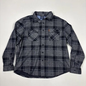 Chaps Button Down Shirt Jacket Thick Black Gray Plaid Xlarge - Picture 1 of 3