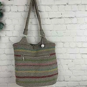 THE SAK Belle Crochet Large Striped Purse Handbag Boho Shoulder Tote - Picture 1 of 8