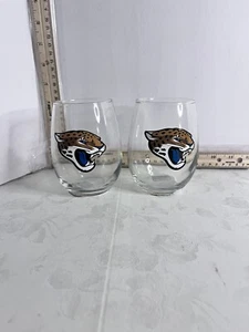 NFL Set Of 2 Jacksonville Jaguars 16 Oz Satin Etch Curved Whiskey/Juice Glasses - Picture 1 of 3