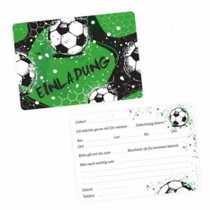 10 geniales tarjetas de invitación de fútbol verde negro incl. sobre cumpleaños infantil - Imagen 1 de 5