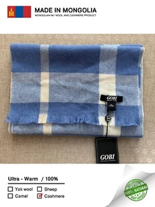 Mongolische Marke "Gobi" 100% Kaschmir Schal Unisex Farbe Blau Größe 160x30cm - Bild 1 von 10