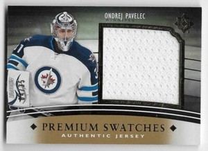 11/12 UD ULTIMATE COLLECTION PREMIUM SWATCHES JERSEY #PSOP Ondrej Pavelec #4/35