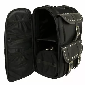 Motorcycle Sissy Bar Bag With Studs Detachable Bag - Picture 1 of 4