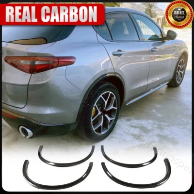 For Alfa Romeo Stelvio 17-22 REAL CARBON Wheel Arch Fender Flares Molding Trim  - Image 1 of 4