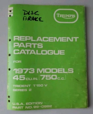 Triumph Trident T150 750 1973 fabricante de equipos originales catálogo de piezas número de pieza libro de lista Foto 1 de 4