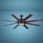 62" Extra Large Oil Rubbed Bronze Remote 8 Blade Indoor Dimmable Led Ceiling Fan