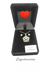 Collana donna Camelia + Orecchini pl. oro Bianco 18k con Cristalli Swarovski - Foto 1 di 10