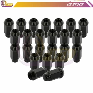 24 Black Long Bulge Wheel Lugs Nuts M14x2 Fits Ford F-150 XL & Lincoln Navigator - Picture 1 of 9