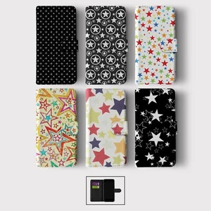 CASE FOR IPHONE 15 14 13 12 11 SE PRO  WALLET FLIP PHONE COVER STARS COLOURFUL - Picture 1 of 8