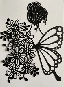 Girl / Floral / Butterfly Cut-out ~ Scrapbook / Cardmaking / Framing ~ 26 x 20cm - Picture 1 of 1