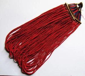 Ancien Large Collier Naga Rouge Ethnie Nagaland Inde du Nord - Imagen 1 de 7