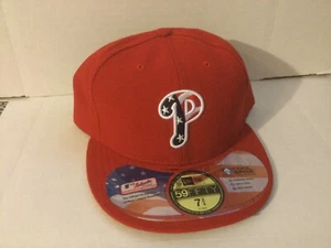 PHILLIES RED W/STRIPES IN "P" CAP/HAT NEW ERA FITTED 7 3/4 NEW - Picture 1 of 1