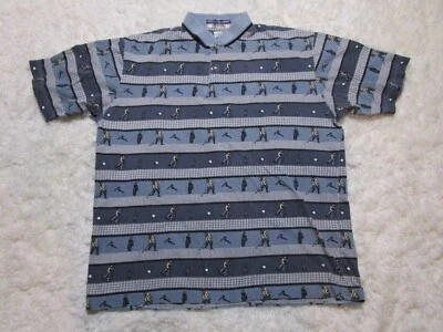 Camisa masculina clássica de algodão listrada azul grande roupa de golfe - Imagem 1 de 4