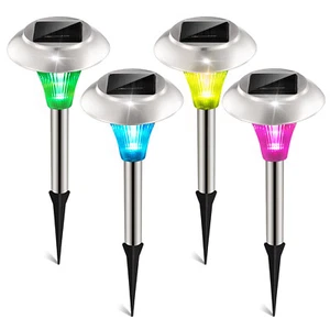 4Packs Solar Garden Lights Outdoor IP44 Waterproof Solar Pathway Lights Color Ch - Picture 1 of 12