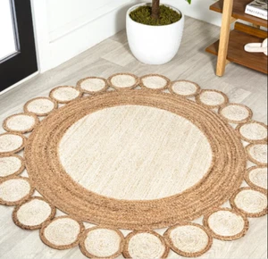 Rug Natural Reversible Jute Braided Style Carpet Modern Look Area Rustic Rugs - Picture 1 of 8