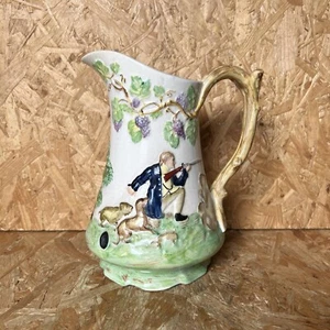 Vintage Staffordshire Hand Painted Hunting Pitcher Jug Ewer Wash Stand  22cm - Picture 1 of 12