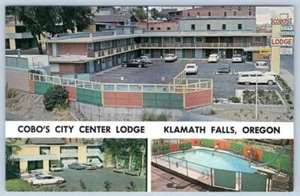 1950's COBO'S CITY CENTER LODGE MOTEL KLAMATH FALLS OREGON 3 VIEWS POSTCARD - Picture 1 of 2