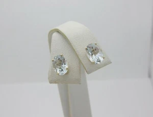 Pendientes perforados aguamarina 14k tachuelas oro macizo 14k 1,70ctw ovalados marzo E106 - Imagen 1 de 8