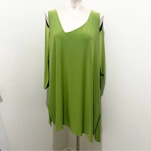 Top tunica SYMPLI Focus donna 18 verde orlo asimmetrico ritagliato spalle fredde - Foto 1 di 12
