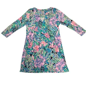 Lilly Pulitzer Women's Bay Dress Tiki Pink Shake It Up Mini Shirt Dress Size XL - Picture 1 of 8