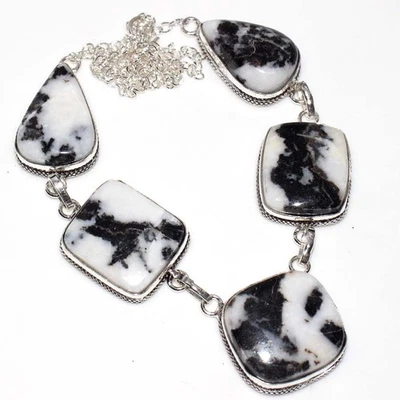 Decent White Buffalo Turquoise 925 Silver Plated Gemstone Necklace 19" GW - Image 1 of 3