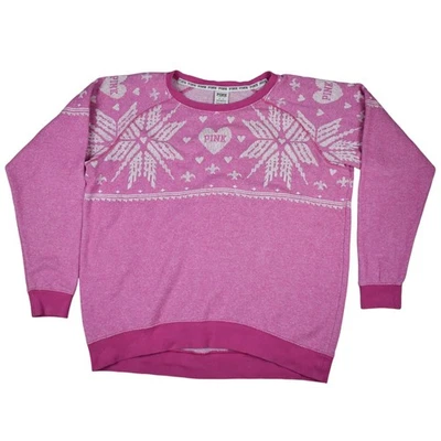 Victoria's Secret PINK Snowflake pullover cotton blend sweatshirt size xlarge  - Image 1 of 4