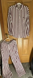 Y2K Victoria’s Secret Pajamas Sz S White Purple  Modal Cotton Sleep Shirt Pants - Picture 1 of 15