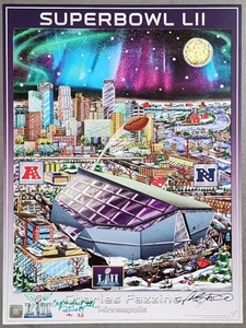 Charles Fazzino - Original Poster - "Superbowl LII" at Minneapolis - SIGNED! - Picture 1 of 5