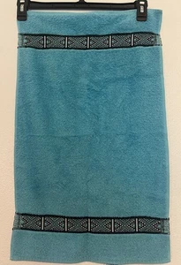 Toalla de mano Fieldcrest Mills 100 % algodón azul patrón azteca vintage - Imagen 1 de 4