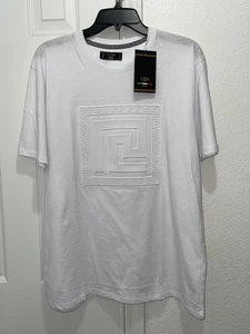 MENS CASA MODA COUTURE WHITE T-SHIRT W/EMBOSSED LOGO SIZE L NEW W/TAG - Picture 1 of 6