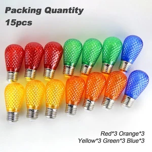 15-90Pack E26 LED Christmas Light Bulbs Colored for Outdoor String Holiday Decor - Picture 1 of 14