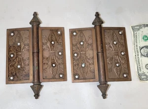 2 Russell & Irwin 5-1/2" R Bronze Right Hinges November 2, 1869 Antique Steeple - Picture 1 of 10