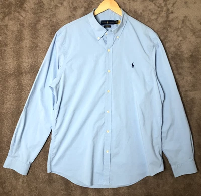 Ralph Lauren Dress Shirt Mens Size XL  Blue Slim Fit Performance Holiday Best - Image 1 of 4