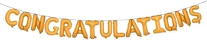 16 inch Multicolor Congratulations Letters Banner Gold Orange  - Picture 1 of 3