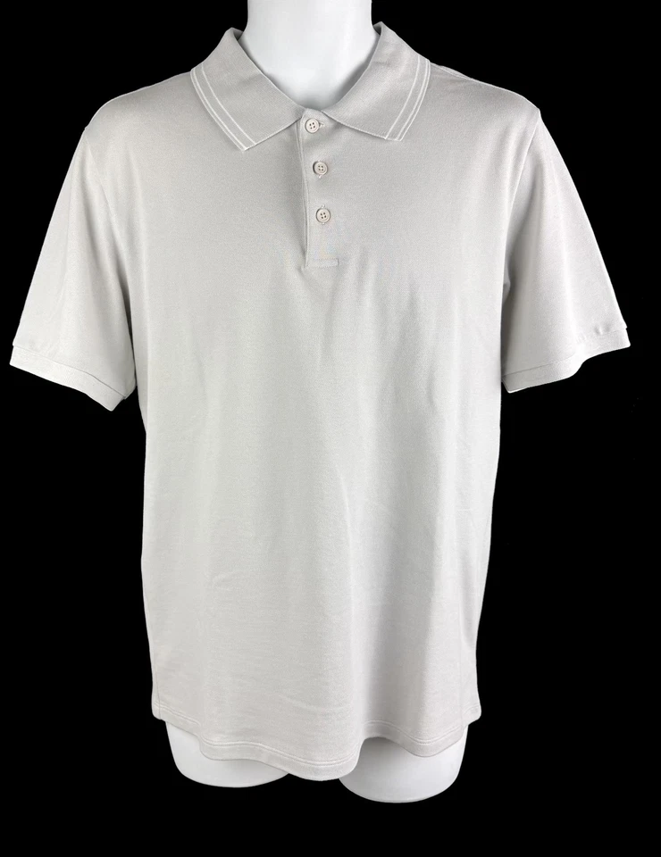 Men's Theory Light Grey Cotton Short Sleeve Polo Shirt Size M - Image 1 of 4