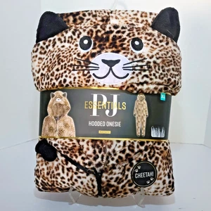 PJ Essentials Hooded One Piece PLUSH Pajamas Costume Unisex XL Cheetah Leopard - Picture 1 of 12
